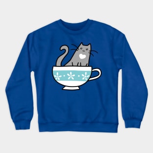 Teacup Blue Cat Crewneck Sweatshirt